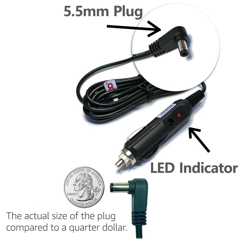 EDOTech EDO Tech Car Charger for RCA Single Dual Screen Portable DVD TV Combo Player Celestron Telescopes 12V 6.5 Ft Power Supply Cord - Image 4